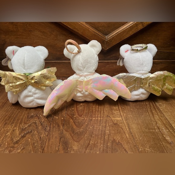 Ty Beanie Babies Angel Bear Set - White and Gold - Picture 4 of 4